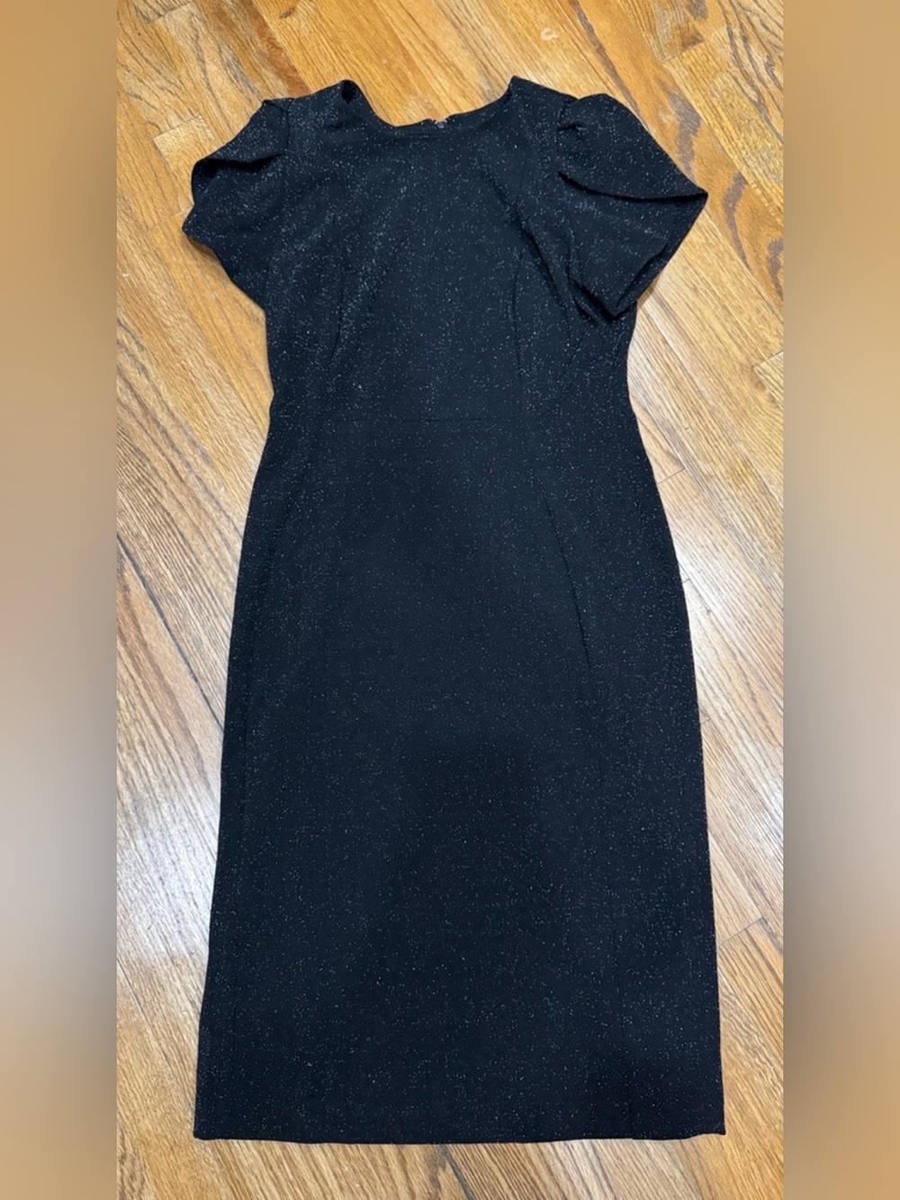 Sparkle Black Puff-Sleeve Sheath Dress
